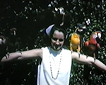 8mm_04 048 Florida Miami Parrot Jungle Alan Susan Rosemary parrots on arms, Neptune Hollywood Beach